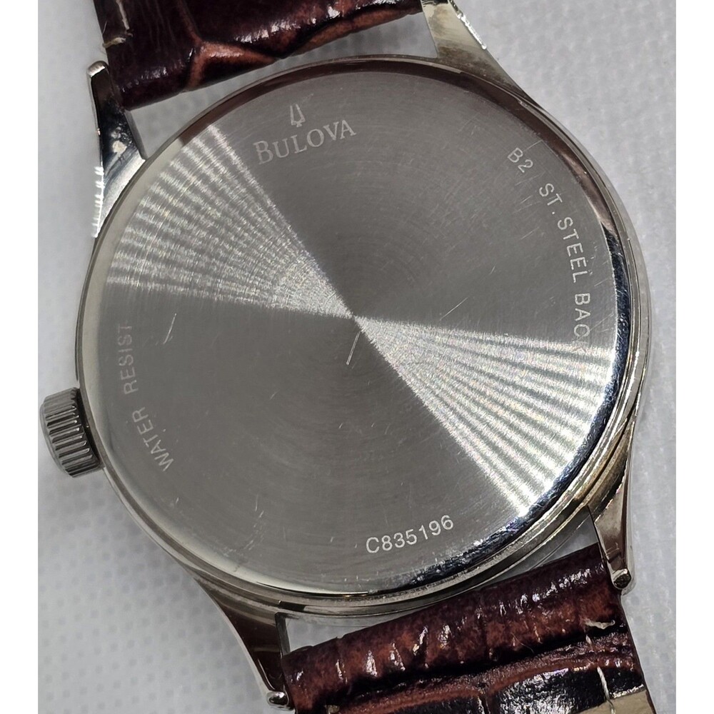 Men's Caravelle New York by Bulova Black Dial Brown Leather Strap Watch 13 - Picture 9 of 9